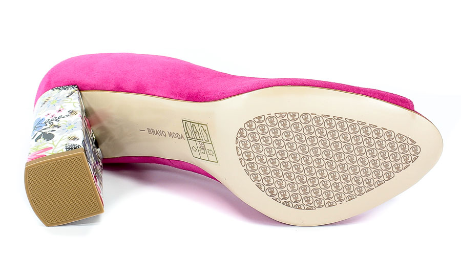 Czółenka Letnie Bravo Moda 1603 Pink Zamsz+Kwiaty