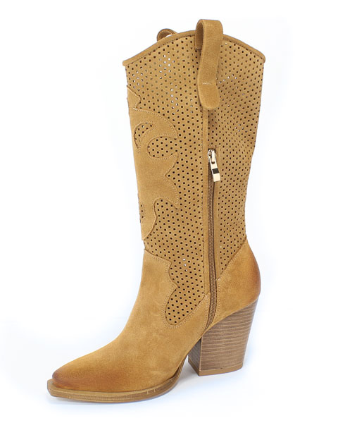 Kozaki Damiss DS-297 Camel Welur Brązowy
