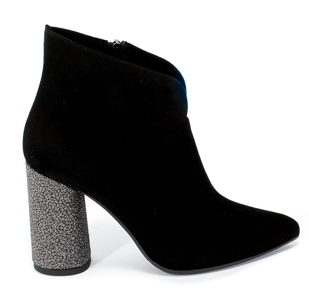 Botki Bravo Moda 2157 Czar.Zamsz+Brokat Czarny