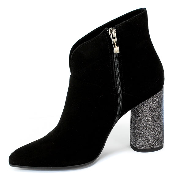 Botki Bravo Moda 2157 Czar.Zamsz+Brokat Czarny