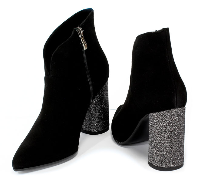 Botki Bravo Moda 2157 Czar.Zamsz+Brokat Czarny