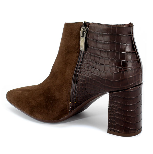 Botki Kotyl 3547 Brązowy Zamsz+Krokodyl Brązowy