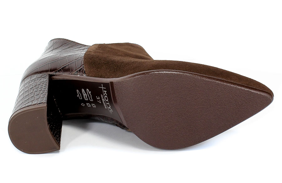 Botki Kotyl 3547 Brązowy Zamsz+Krokodyl Brązowy