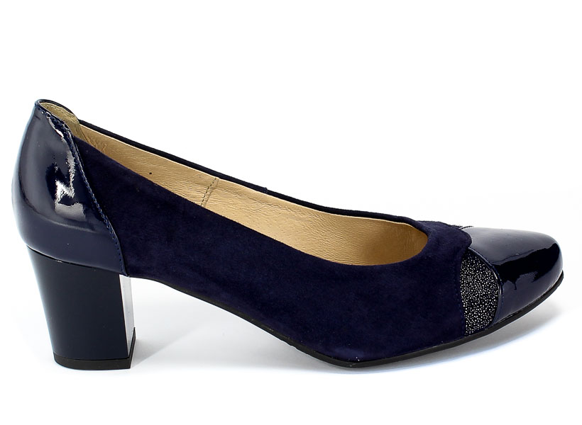 Czółenka Grodecki 1170 Granat Zamsz Lak 127 Granatowy