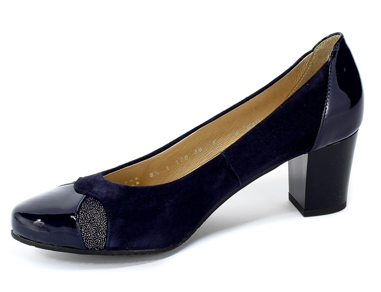 Czółenka Grodecki 1170 Granat Zamsz Lak 127 Granatowy