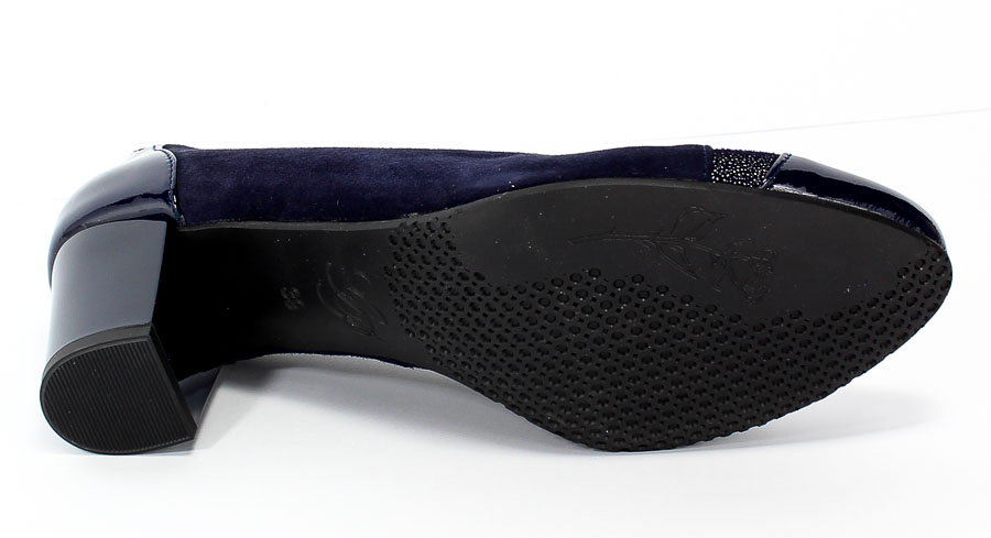 Czółenka Grodecki 1170 Granat Zamsz Lak 127 Granatowy