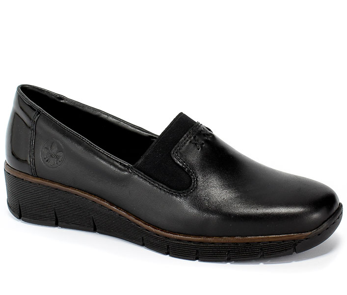 Półbuty Rieker 53762-01 Black Czarny Skóra