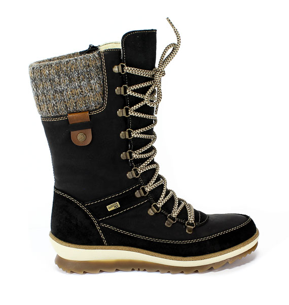Pół Kozaki Remonte R4371-02 Black Combination Czarny Skóra