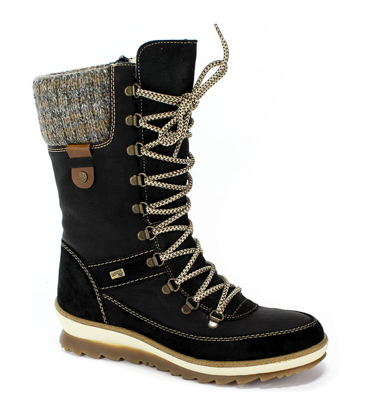 Pół Kozaki Remonte R4371-02 Black Combination Czarny Skóra