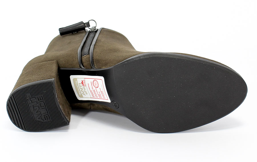 Botki Tamaris 1-25359-23 731 Dk.Olive/Black Zielony Skóra