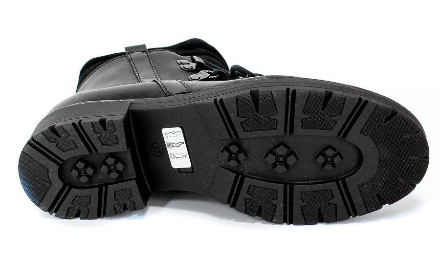 Trzewiki Piechur Bis 2081-001-03-5 Czarny L Welur Skóra