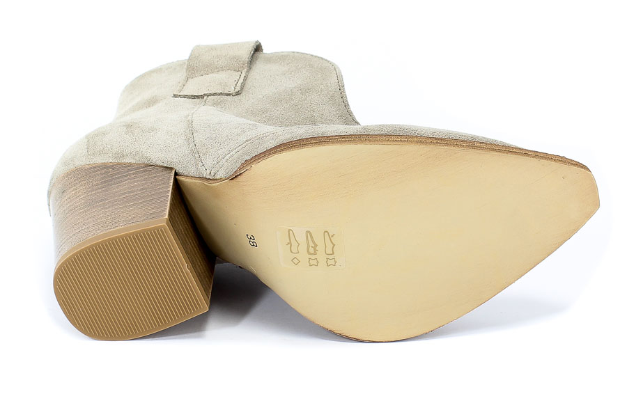 Botki Lewski 2807 Cappuc.Welur Szary Skóra