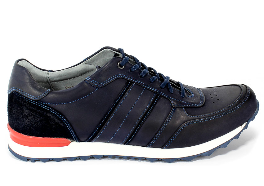 Półbuty Riko 882 Nabu Blue/Welur Granat Skóra