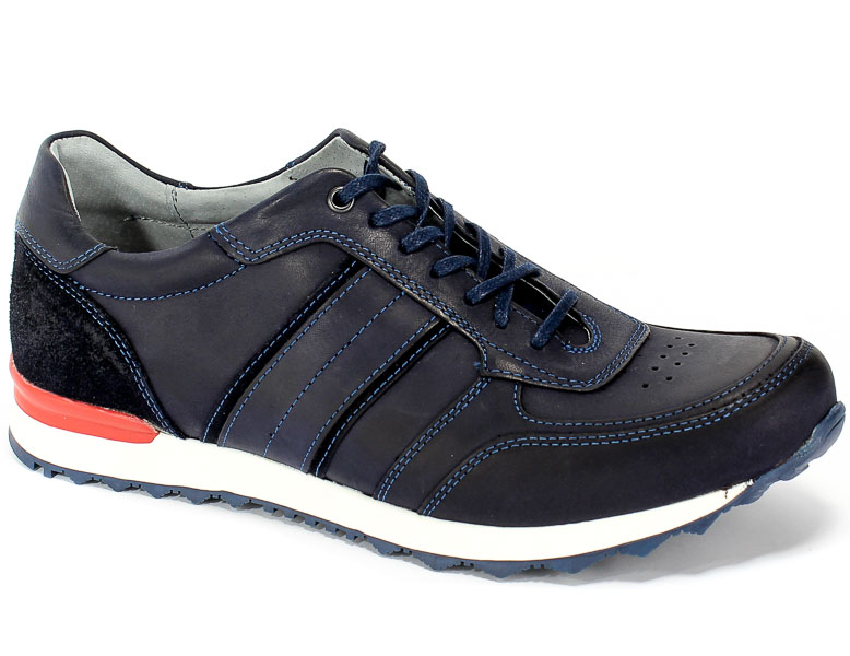 Półbuty Riko 882 Nabu Blue/Welur Granat Skóra
