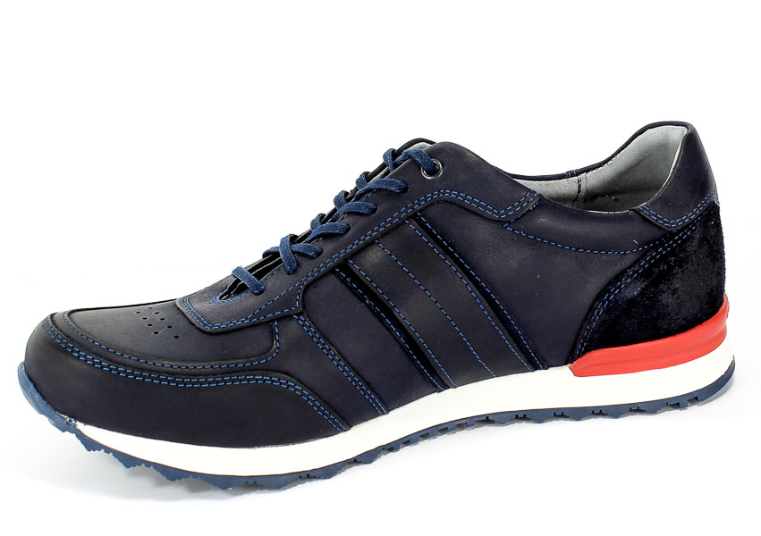 Półbuty Riko 882 Nabu Blue/Welur Granat Skóra