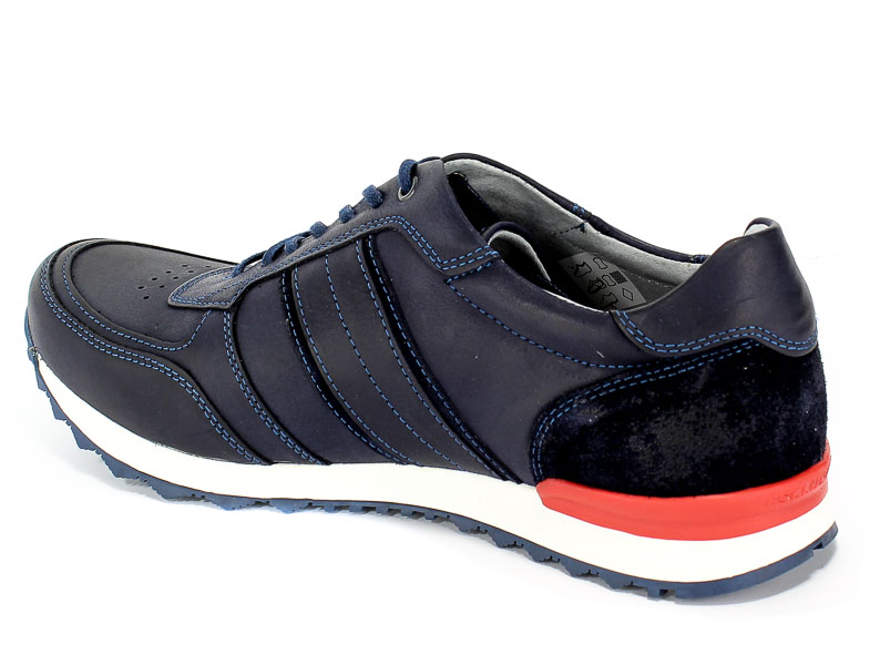 Półbuty Riko 882 Nabu Blue/Welur Granat Skóra