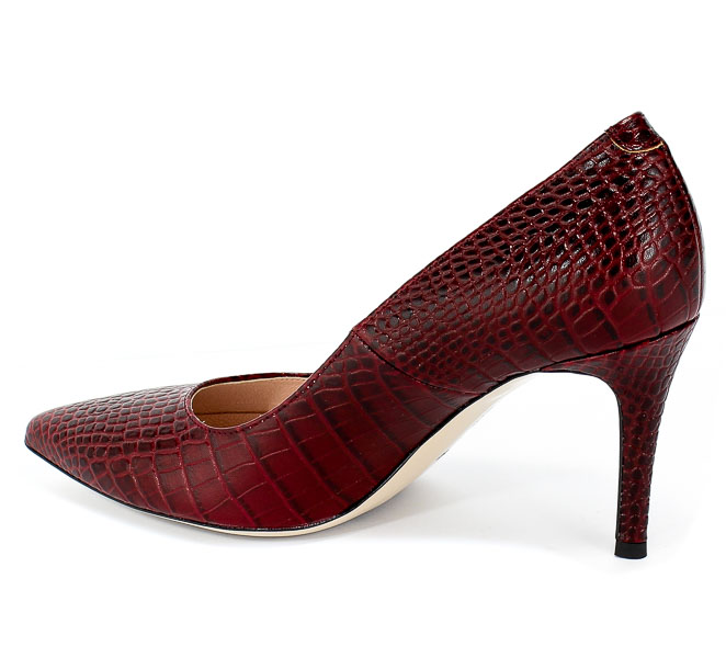 Czółenka Bravo Moda 1679 Croco Bordo Czerwony Skóra
