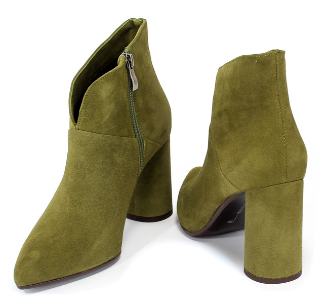 Botki Bravo Moda 2157 Oliwka Zamsz Zielony Skóra