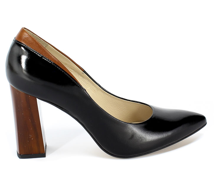 Czółenka Anis 4671 Czar.Tos/Brąz Czarny Skóra