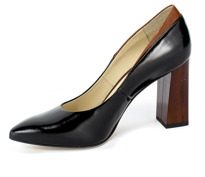 Czółenka Anis 4671 Czar.Tos/Brąz Czarny Skóra