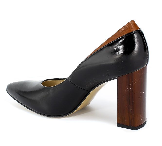 Czółenka Anis 4671 Czar.Tos/Brąz Czarny Skóra