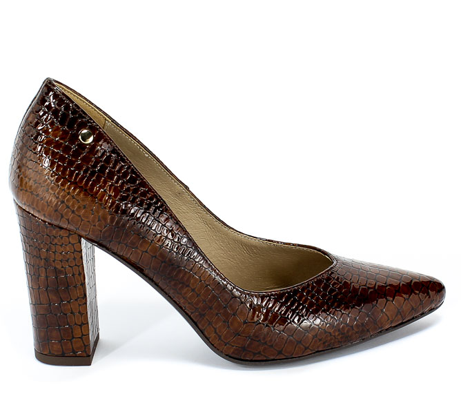 Czółenka Euro Moda KL 987-582-S Brązowy Skóra