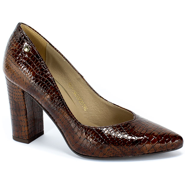 Czółenka Euro Moda KL 987-582-S Brązowy Skóra
