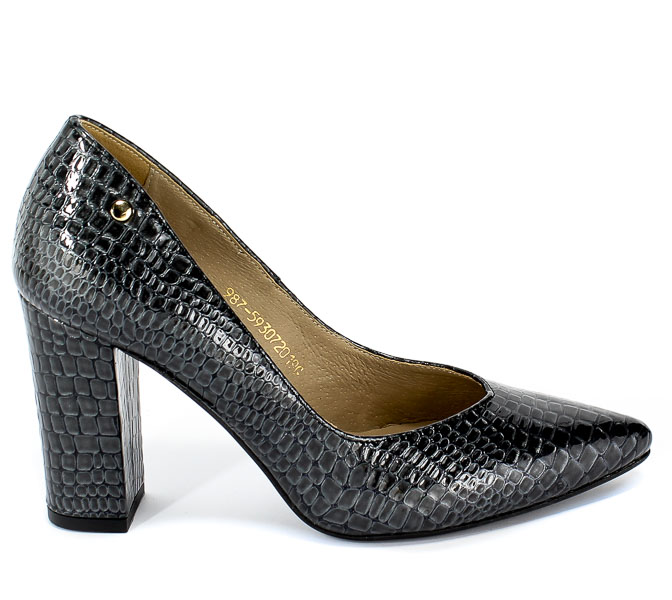 Czółenka Euro Moda KL 987-593-S Czarny Skóra