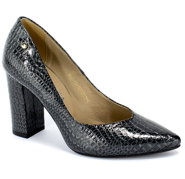 Czółenka Euro Moda KL 987-593-S Czarny Skóra