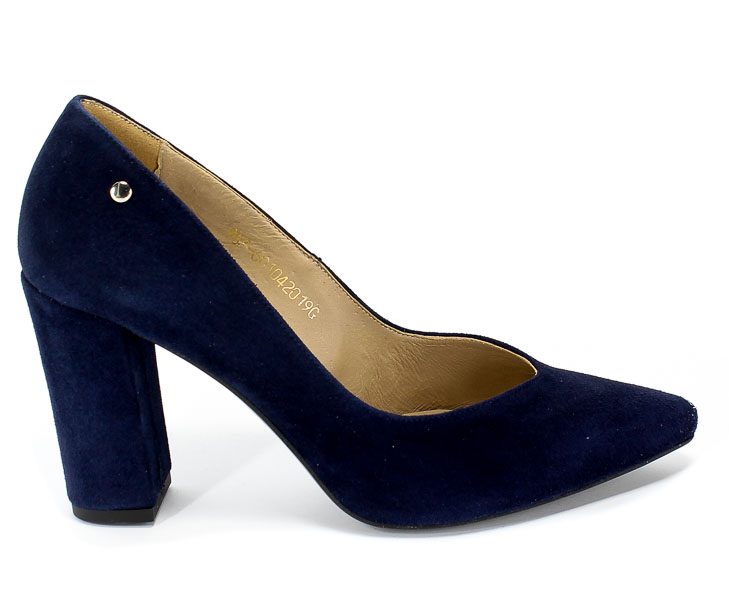 Czółenka Euro Moda KL 987-601-S Granatowy Skóra