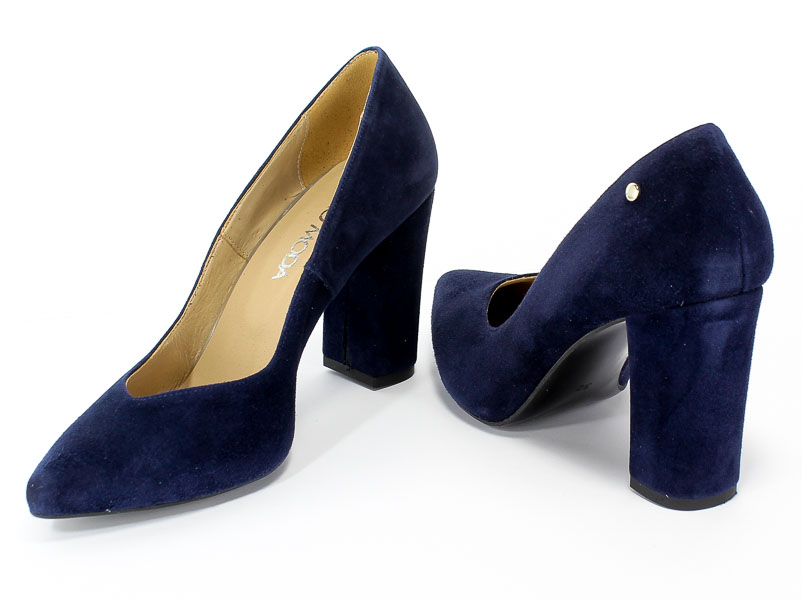 Czółenka Euro Moda KL 987-601-S Granatowy Skóra
