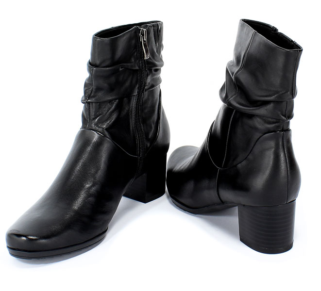 Botki Caprice 9-25364-23 040 Black Soft Nap Czarny Skóra