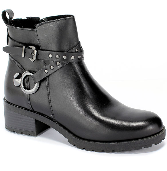 Botki Marco Tozzi 2-25475-33 002 Black Antic Czarny Skóra