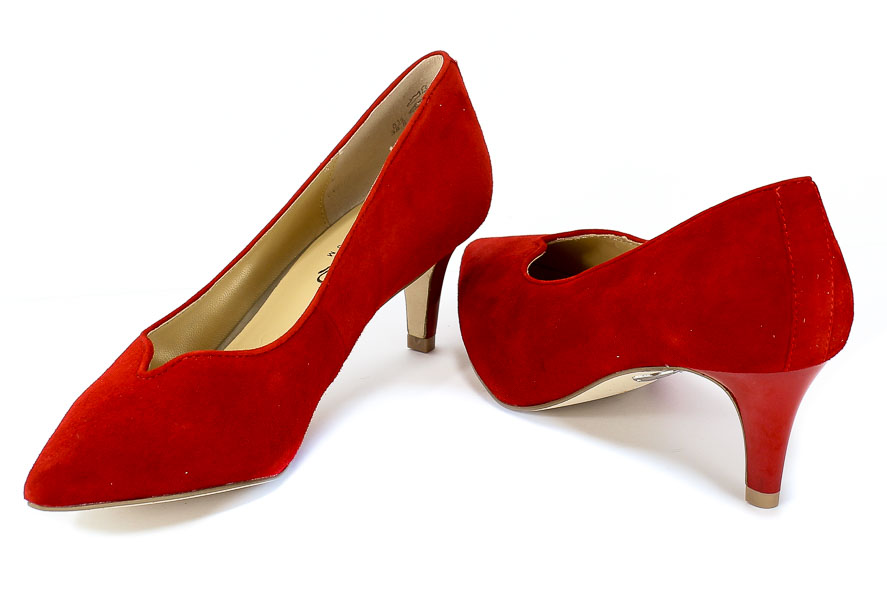 Czółenka Caprice 9-22406-22 524 Red Suede Skóra