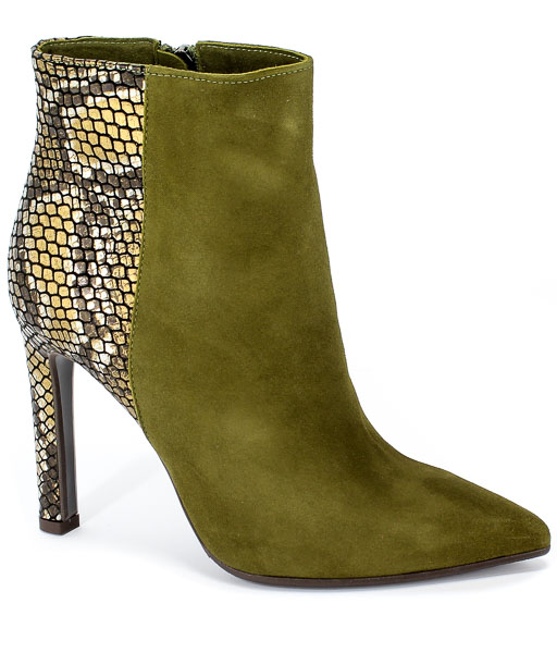 Botki Bravo Moda 2155 Oliwka Zamsz+Dragon Zielony Skóra