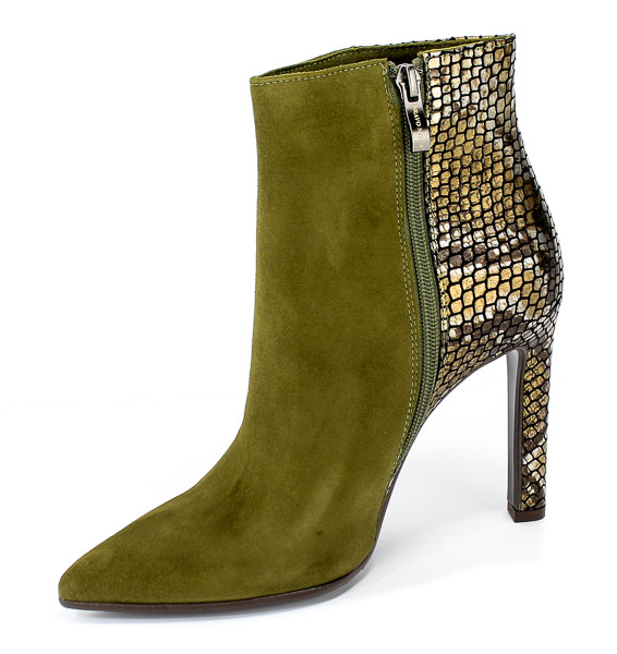 Botki Bravo Moda 2155 Oliwka Zamsz+Dragon Zielony Skóra