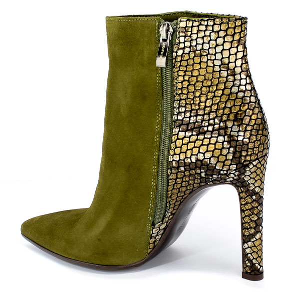 Botki Bravo Moda 2155 Oliwka Zamsz+Dragon Zielony Skóra