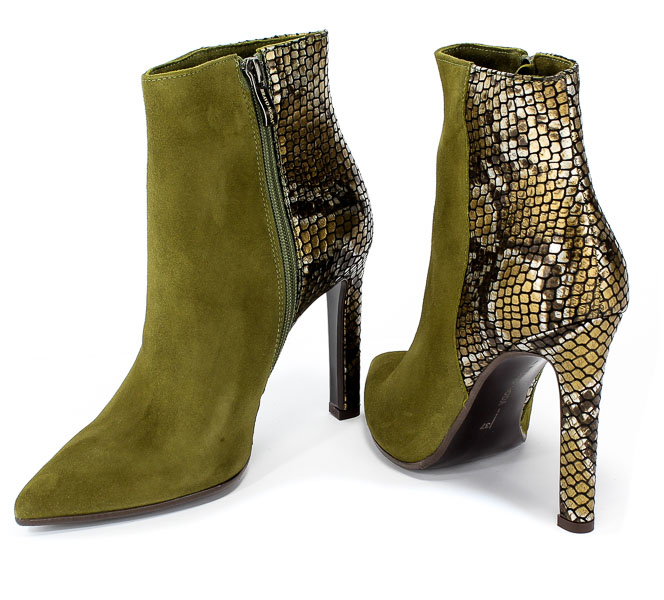 Botki Bravo Moda 2155 Oliwka Zamsz+Dragon Zielony Skóra