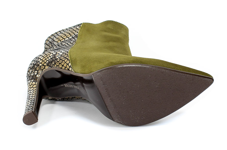 Botki Bravo Moda 2155 Oliwka Zamsz+Dragon Zielony Skóra