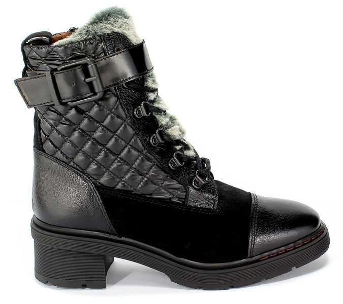 Botki Hispanitas Hi99286 Bufalo I-9 Velour-I9 Black Czarny Skóra