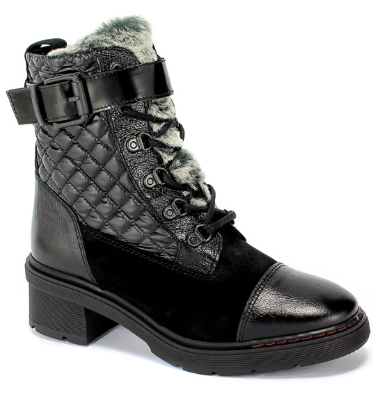 Botki Hispanitas Hi99286 Bufalo I-9 Velour-I9 Black Czarny Skóra