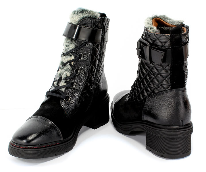 Botki Hispanitas Hi99286 Bufalo I-9 Velour-I9 Black Czarny Skóra