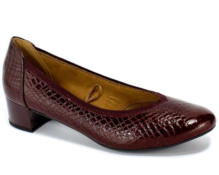 Czółenka Caprice 9-22301-23 531 Bordeaux Croco Czerwony Skóra