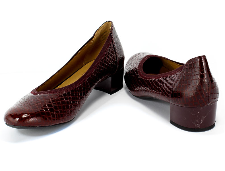 Czółenka Caprice 9-22301-23 531 Bordeaux Croco Czerwony Skóra