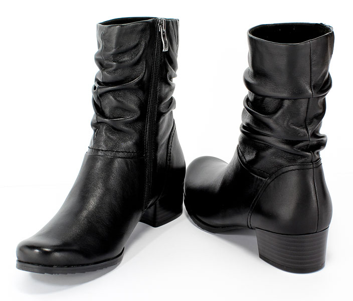 Botki Caprice 9-25301-23 022 Black Nappa Czarny Skóra