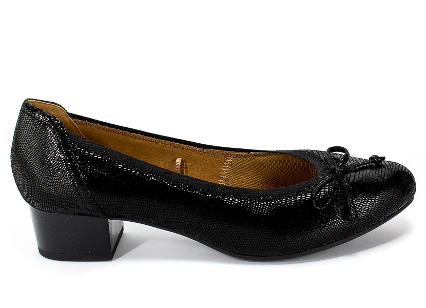 Czółenka Caprice 9-22306-23 010 Black Reptile Czarny Skóra