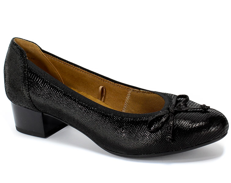 Czółenka Caprice 9-22306-23 010 Black Reptile Czarny Skóra