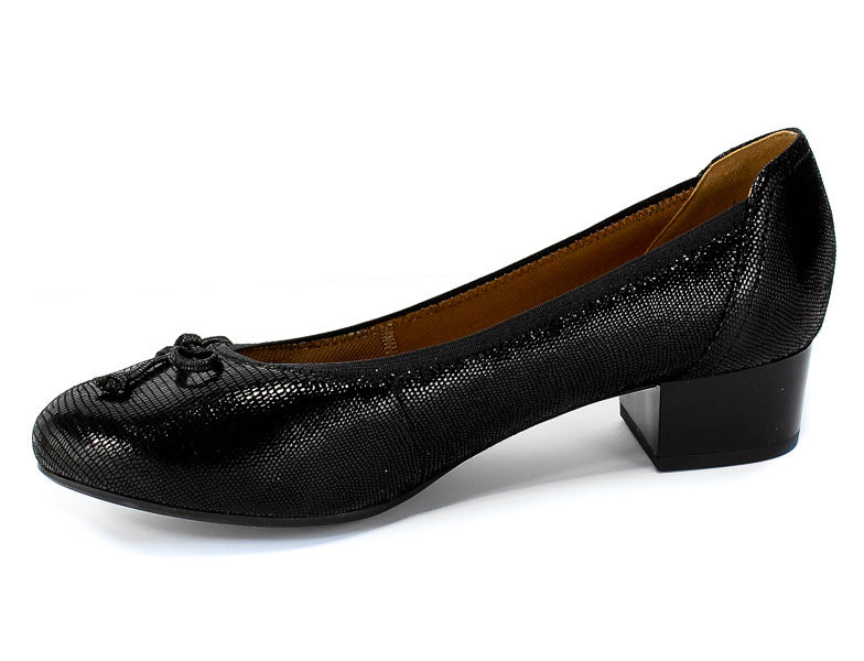 Czółenka Caprice 9-22306-23 010 Black Reptile Czarny Skóra