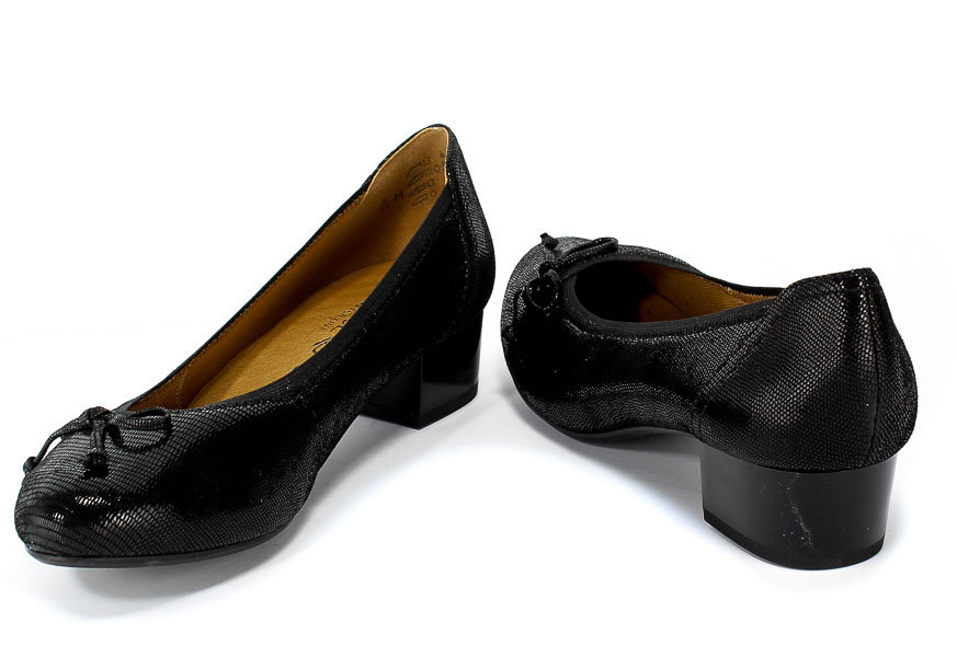 Czółenka Caprice 9-22306-23 010 Black Reptile Czarny Skóra