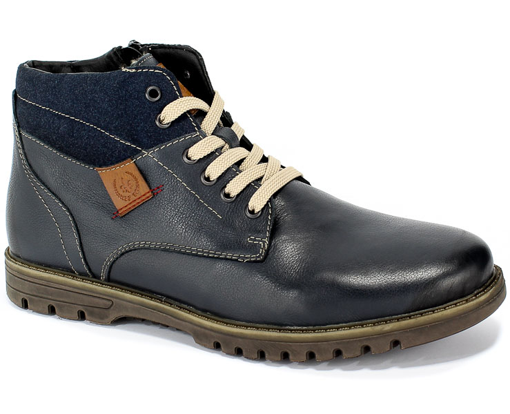 Trzewiki Rieker F3124-12 Blue Granatowy Skóra